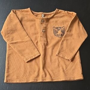 Rylee Cru Kids' Orange Long Sleeve Shirt with Tiger Design